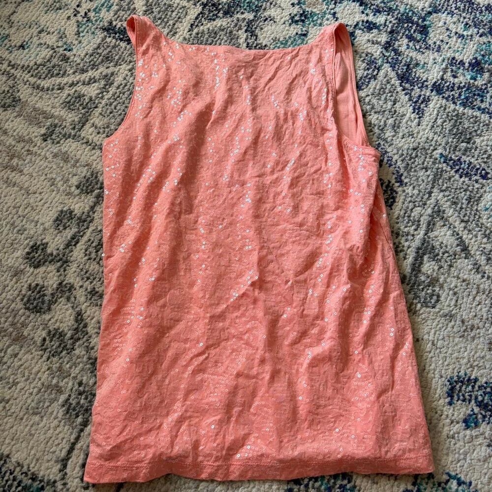 Talbots Orange Sequin Tank Top Size S Sleeveless Scoop Neck Party Glamour NWT - Picture 6 of 7